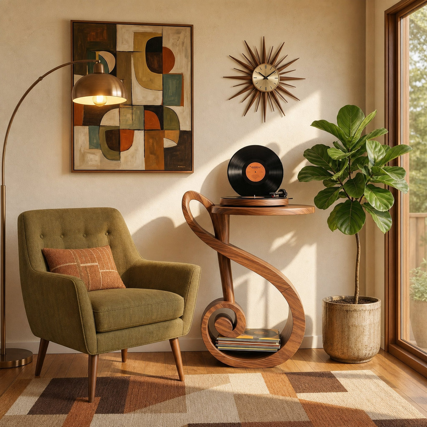 Organic Modern Vinyl Record Stand For Music Room - product view 2