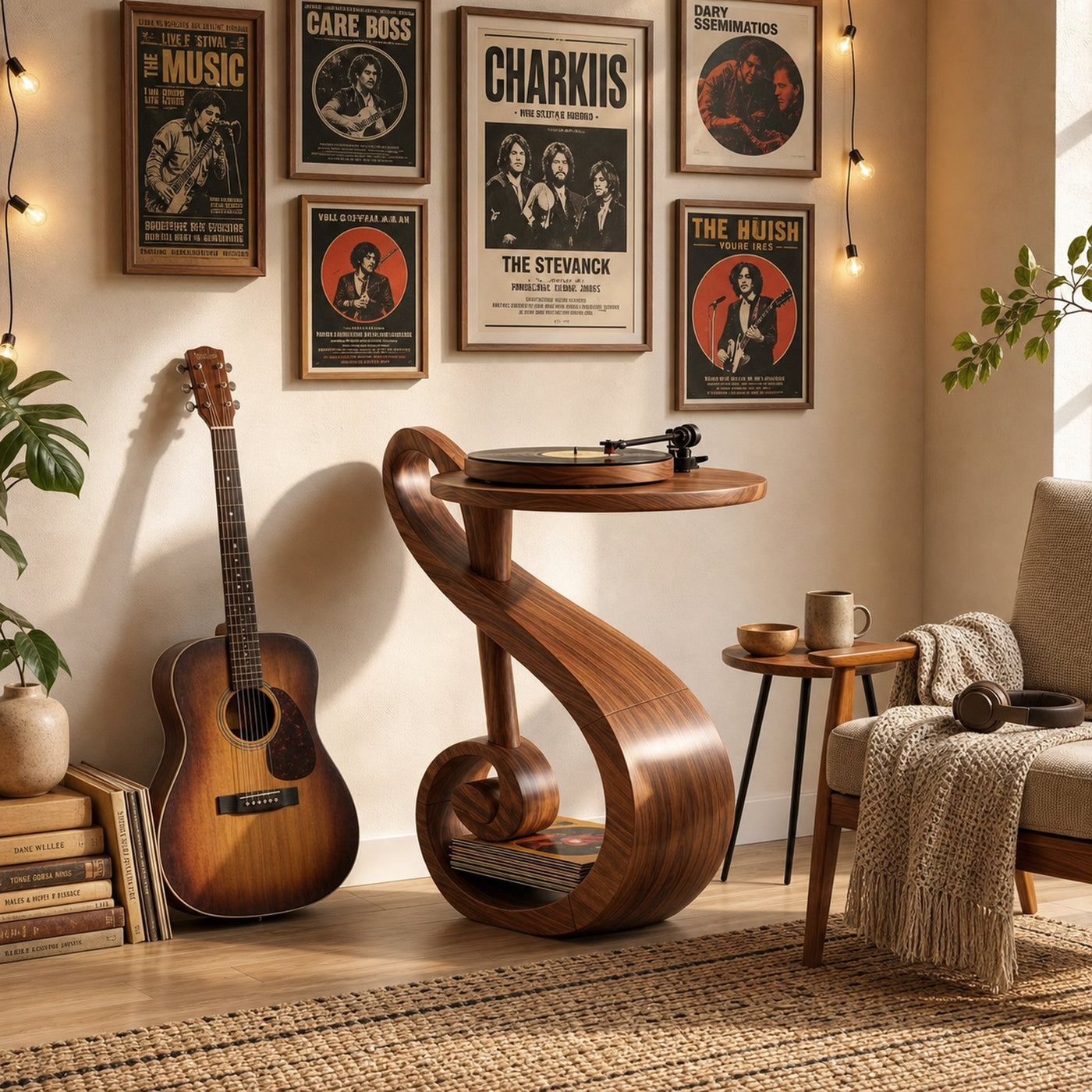 Organic Modern Vinyl Record Stand For Music Room - product view 5