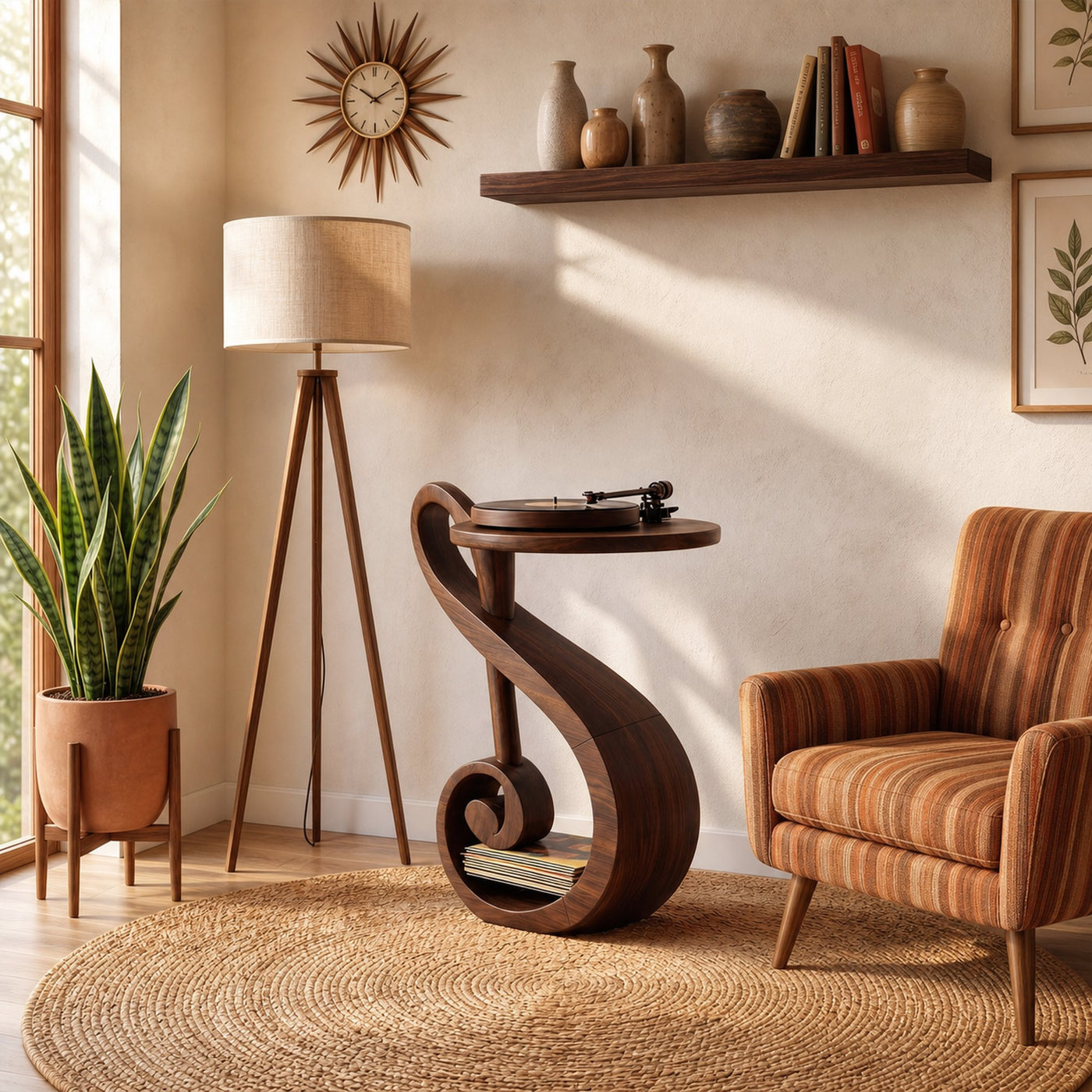Organic Modern Vinyl Record Stand For Music Room - product view 6