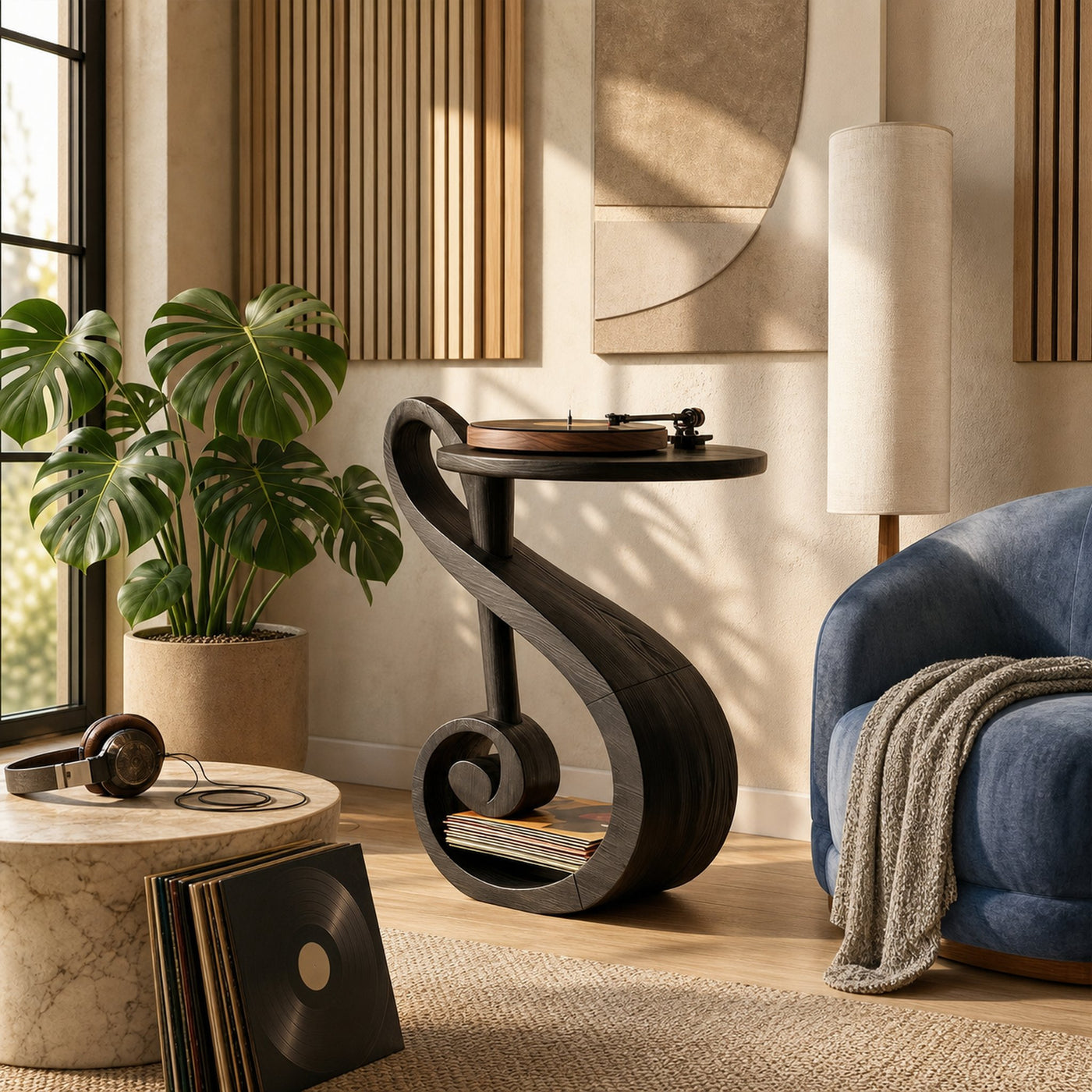Organic Modern Vinyl Record Stand For Music Room - product view 7