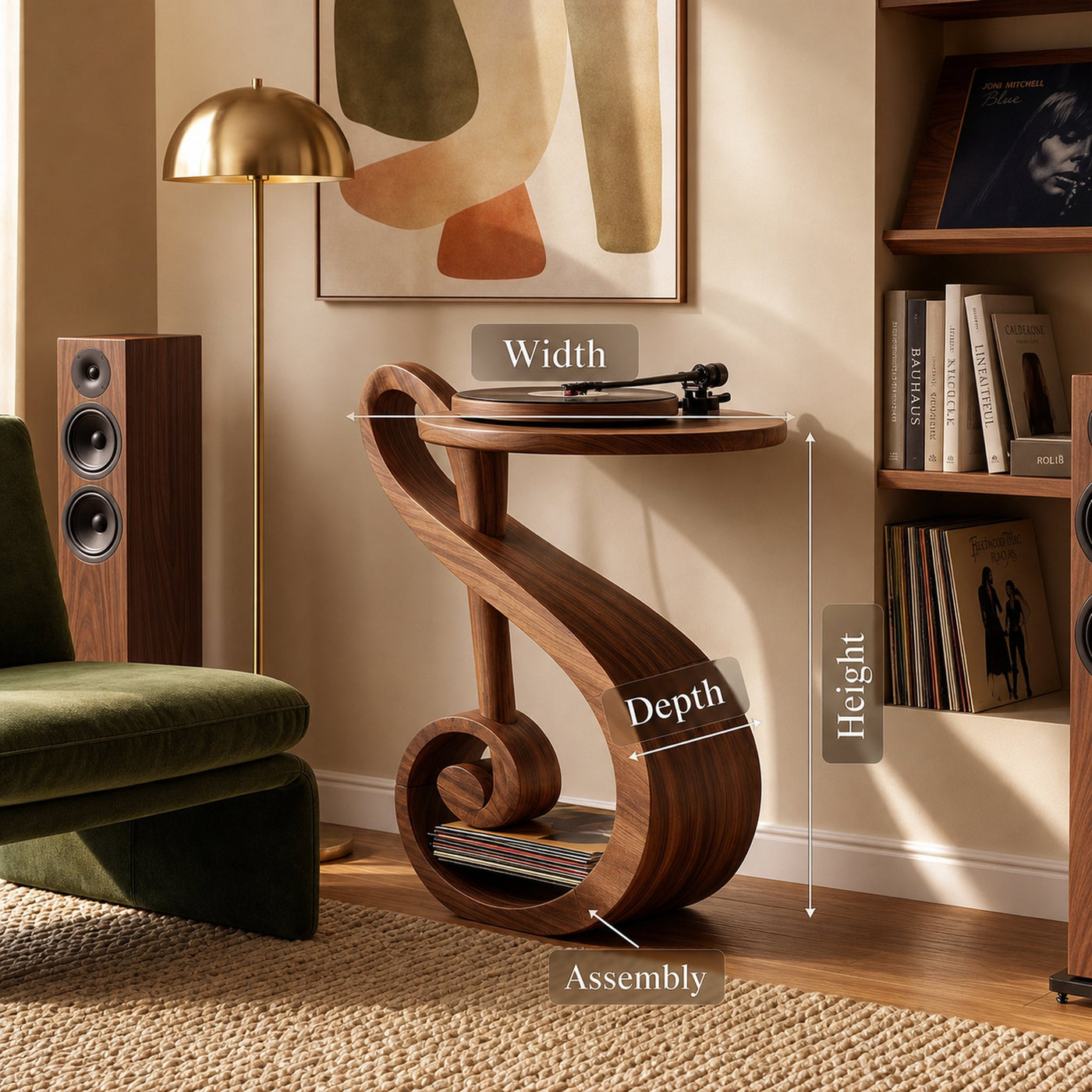 Organic Modern Vinyl Record Stand For Music Room - product view 8