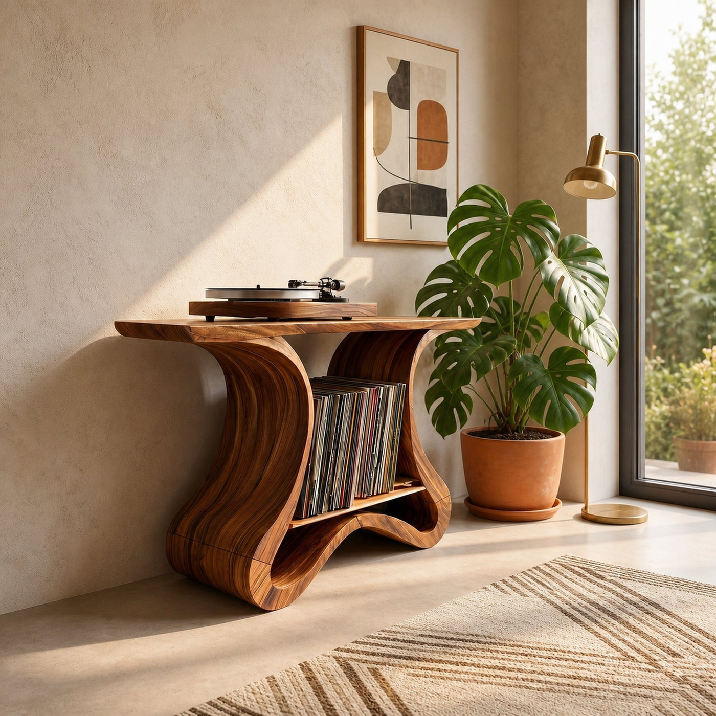 Organic Modern Vinyl Stand For Living Room
