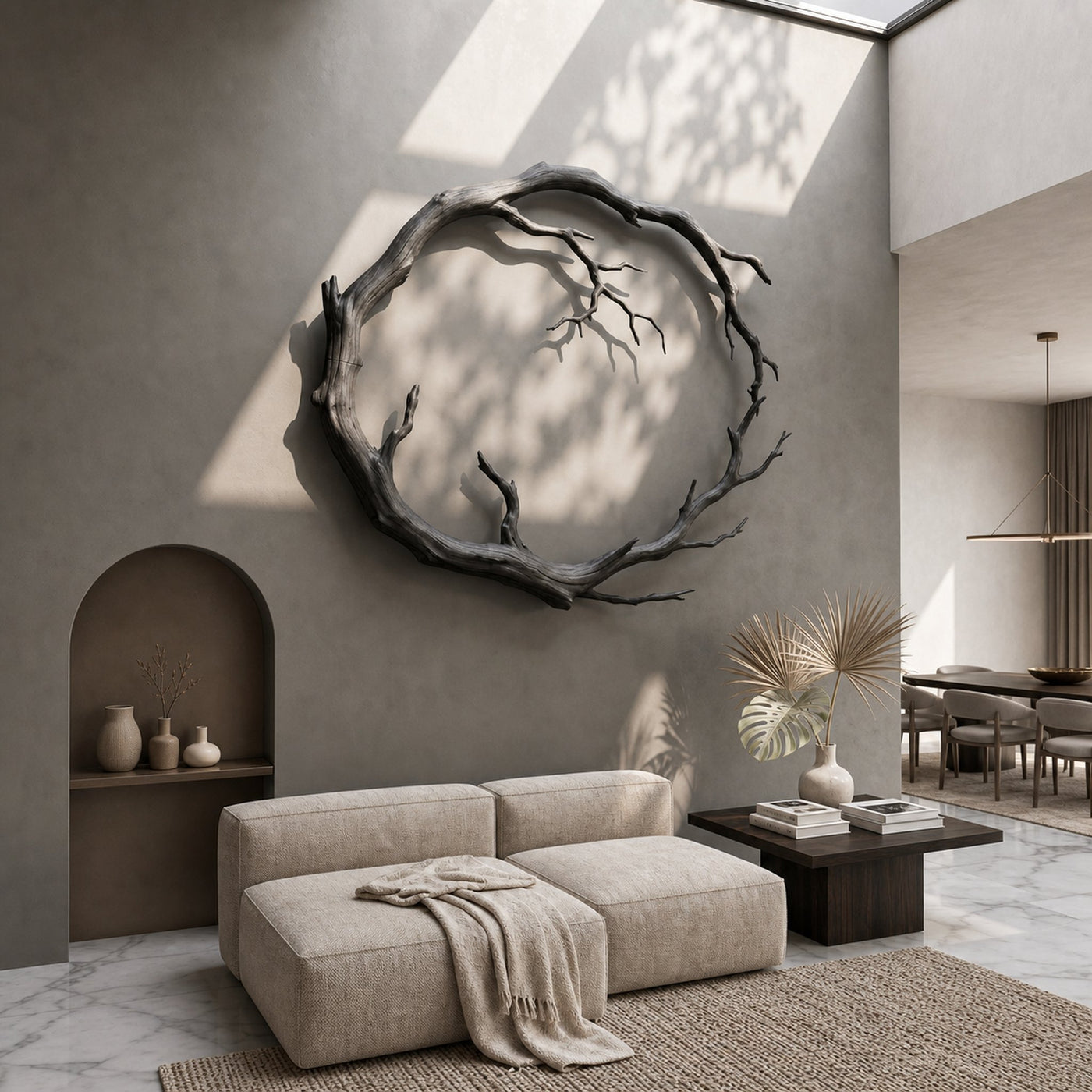 Organic Modern Wall Decor Sculptural Tree Branch Circle For Living Room - product view 2