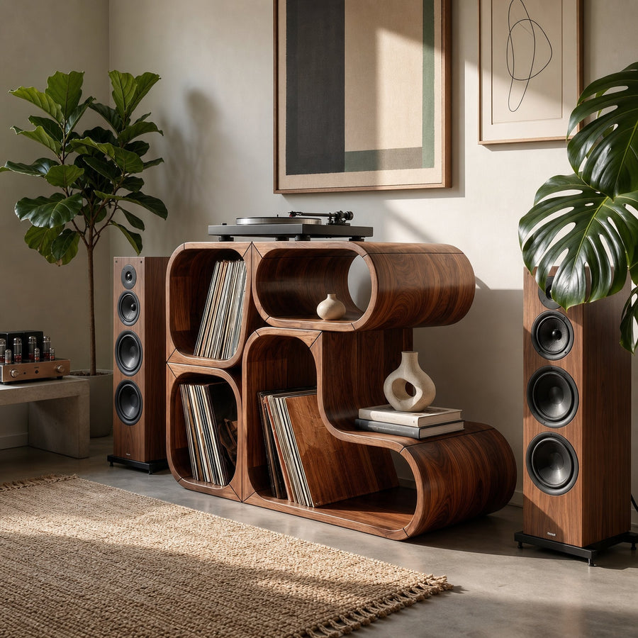 Organic Modular Vinyl Record Storage Cabinet Contemporary Listening Room