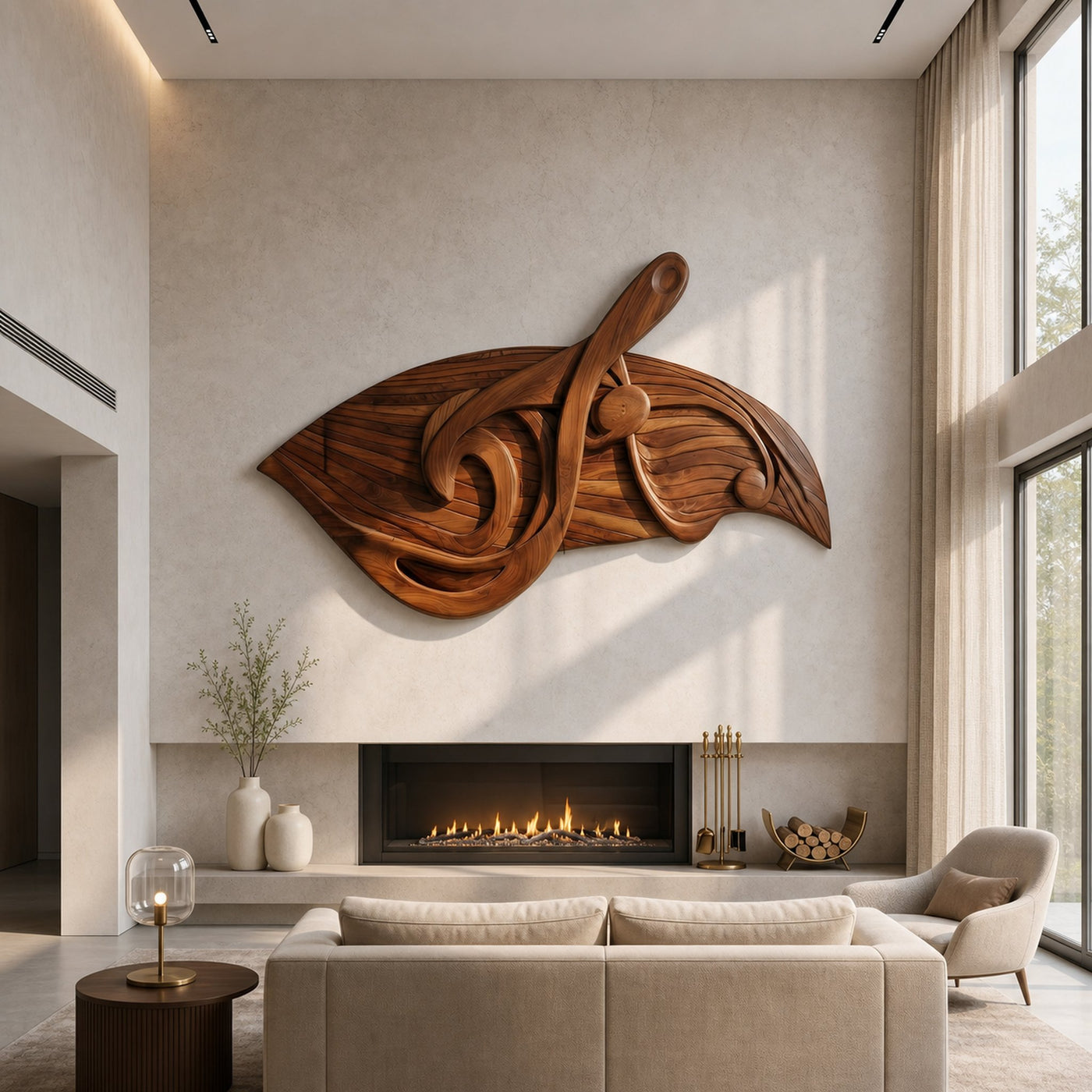 Organic Music Note Wall Art With Guitar Motif For Living Room