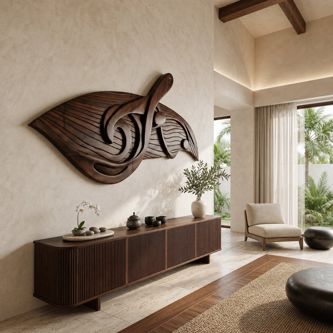 Organic Music Note Wall Art With Guitar Motif For Living Room - product view 7