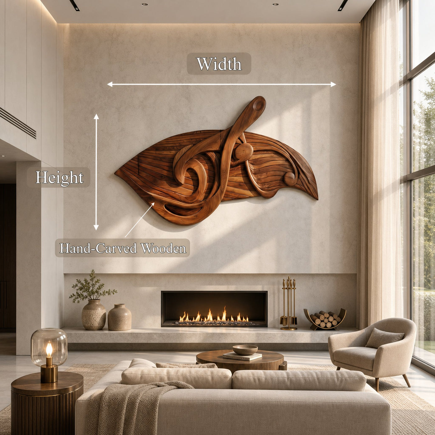 Organic Music Note Wall Art With Guitar Motif For Living Room - product view 8