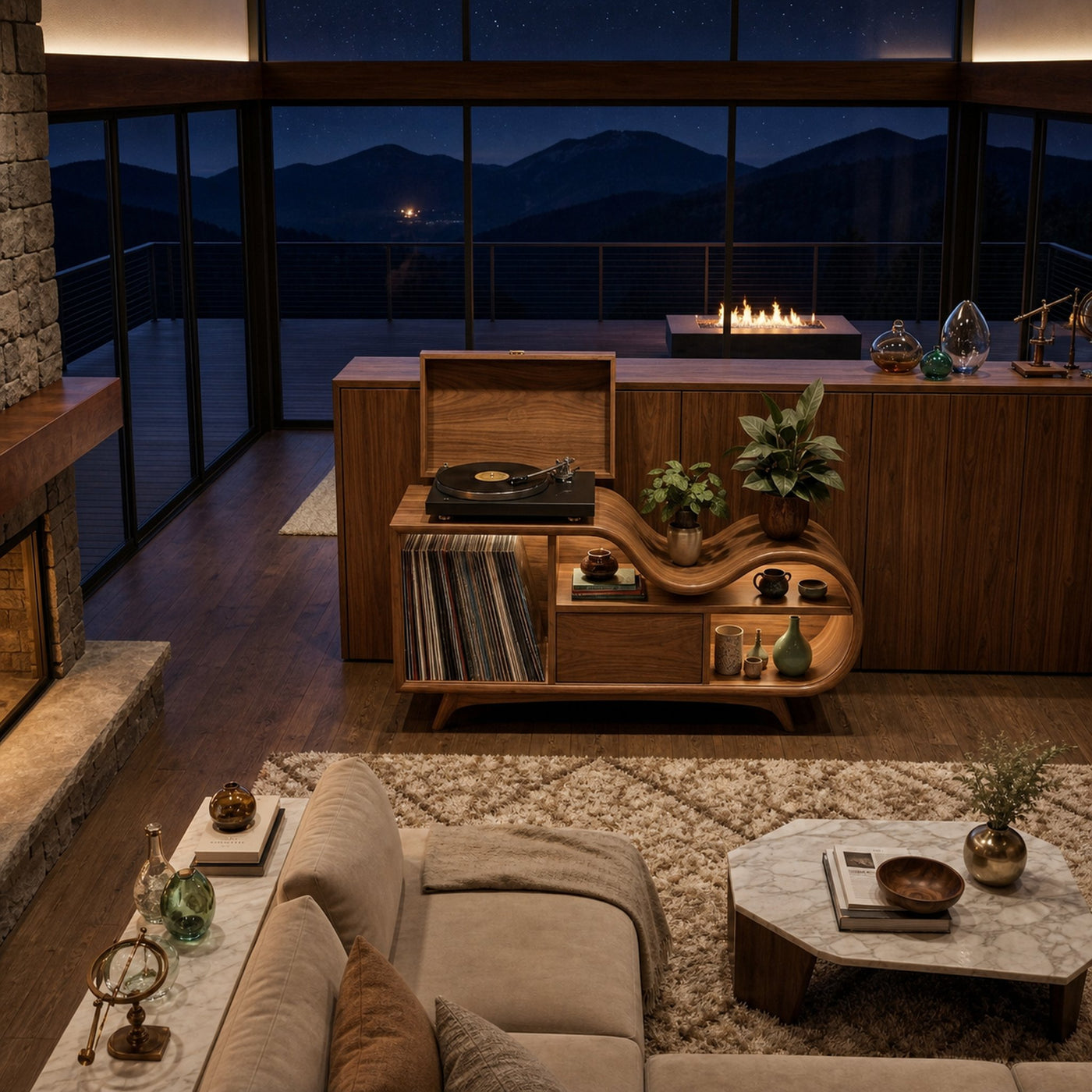 Organic Record Cabinet Undulating Design For Living Room - product view 2