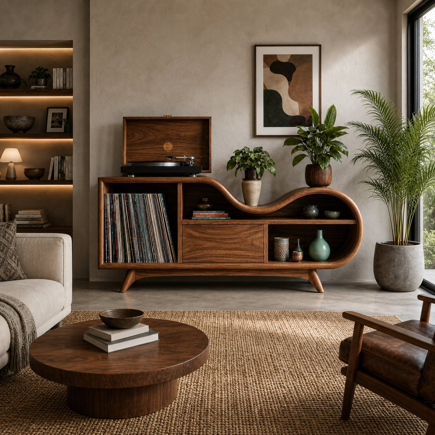Organic Record Cabinet Undulating Design For Living Room - product view 6
