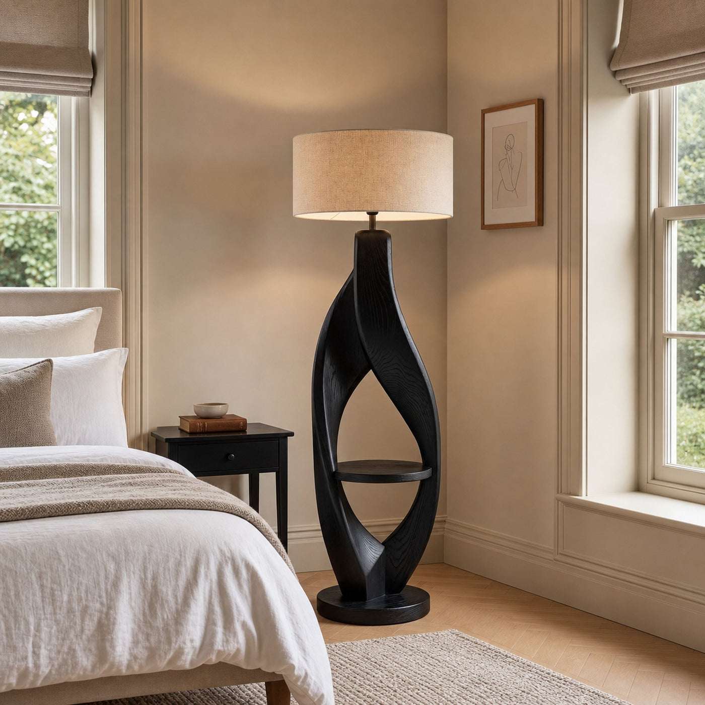 Organic Style Floor Lamp Natural Wood For Living Decor - product view 4