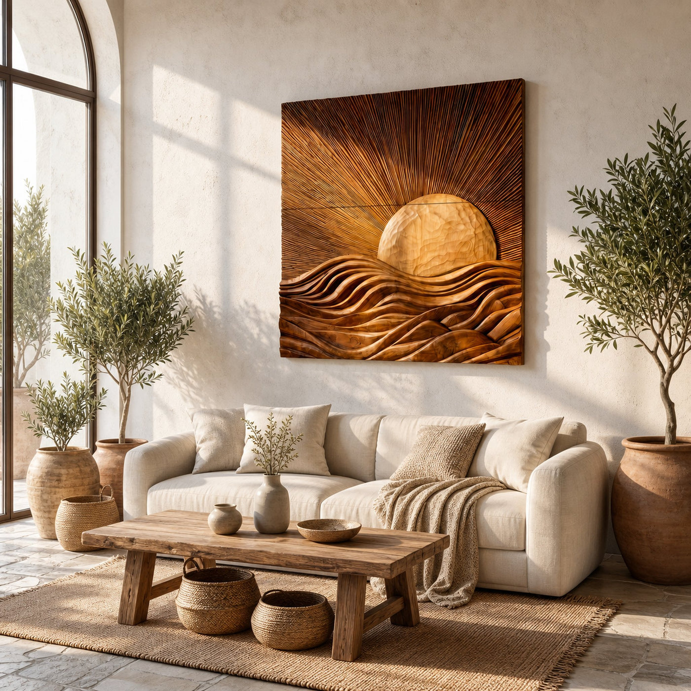 Organic Sunrise Wall Art Panel For Living Room And Entryway