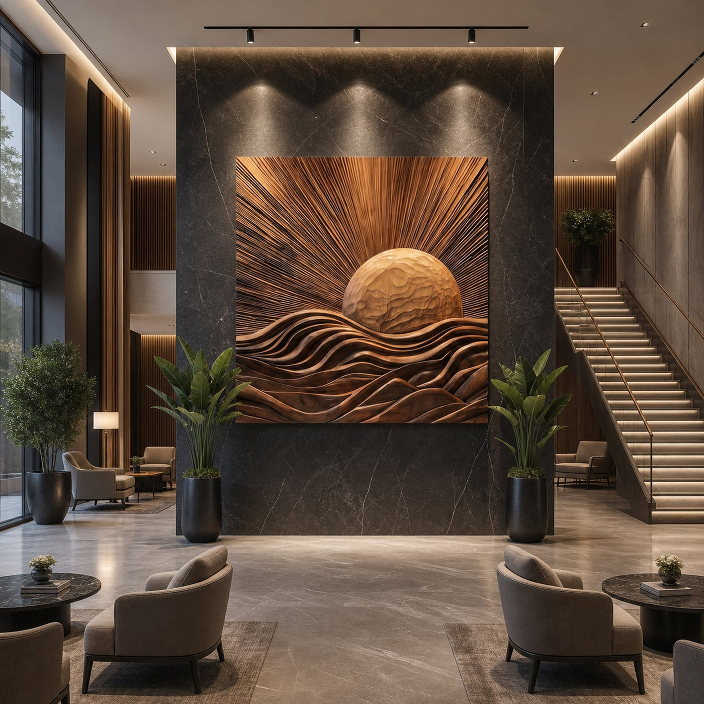 Organic Sunrise Wall Art Panel For Living Room And Entryway - product view 3