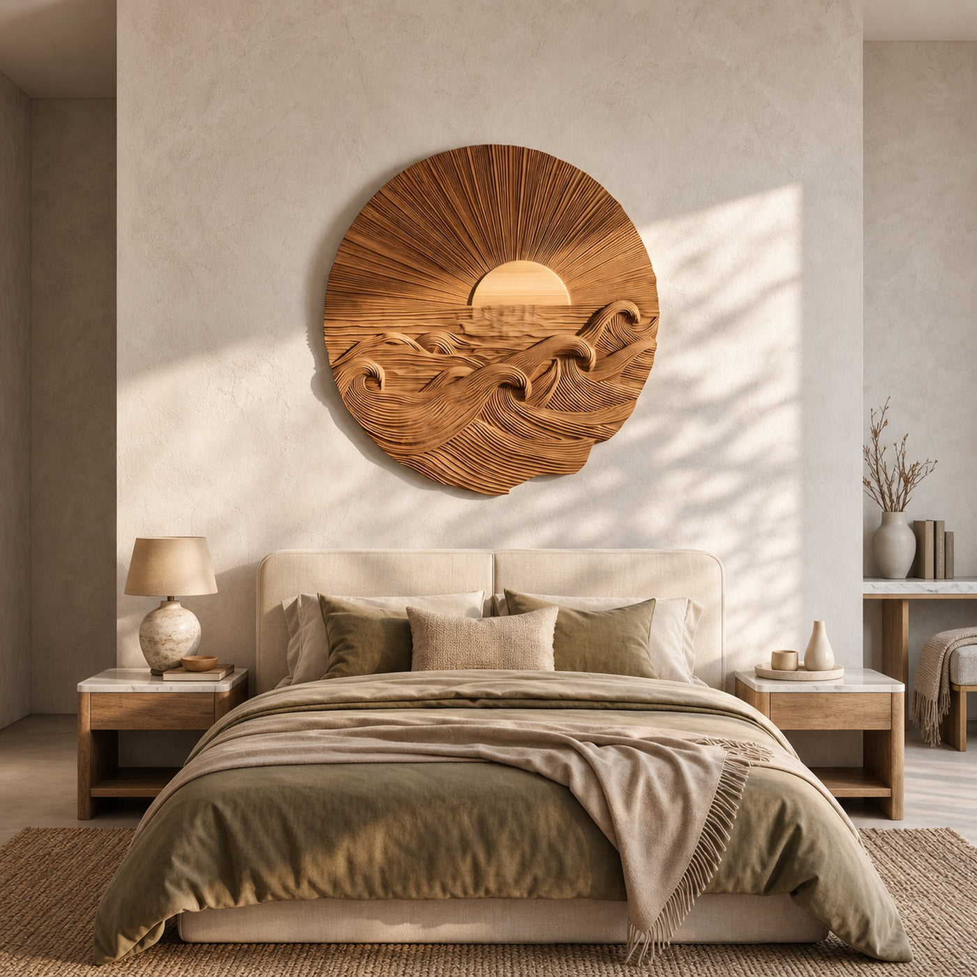 Organic Sunrise Wooden Wall Art For Living Room And Entryway - product view 5