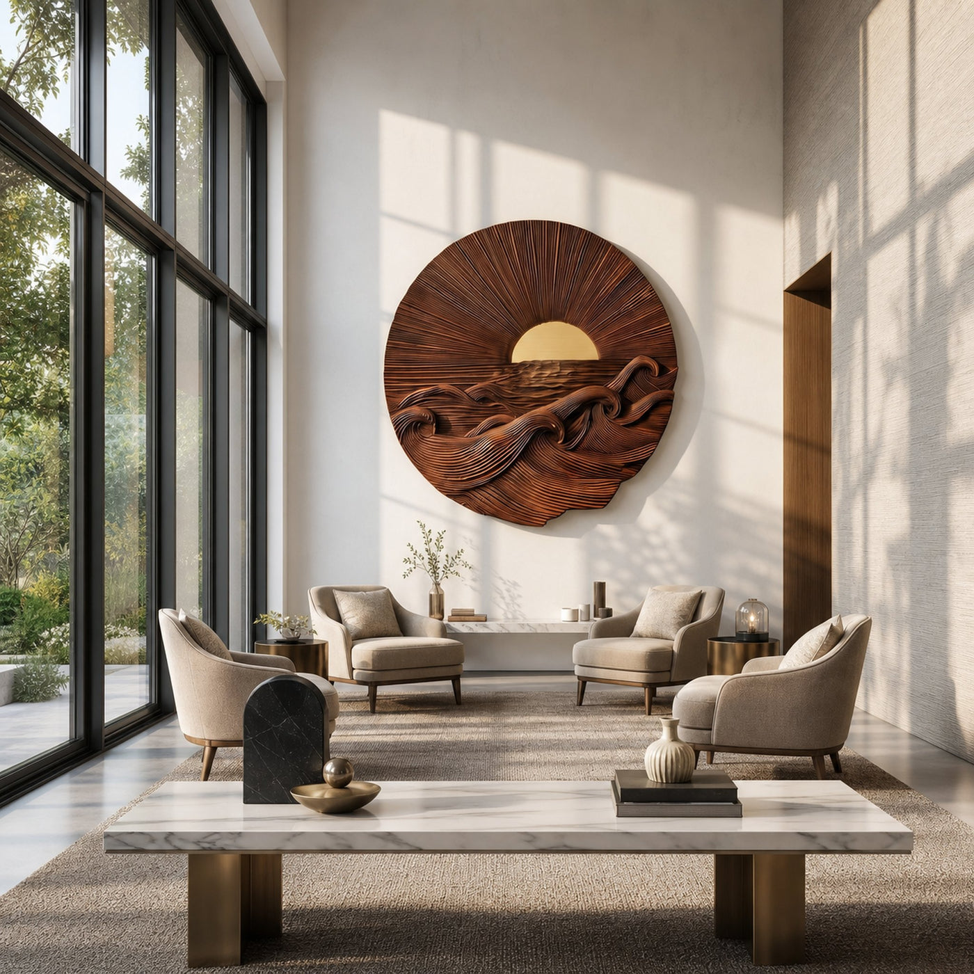 Organic Sunrise Wooden Wall Art For Living Room And Entryway - product view 7