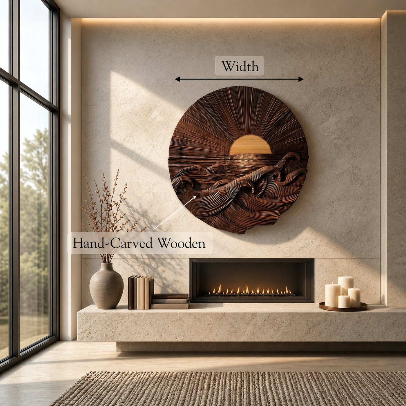 Organic Sunrise Wooden Wall Art For Living Room And Entryway - product view 8