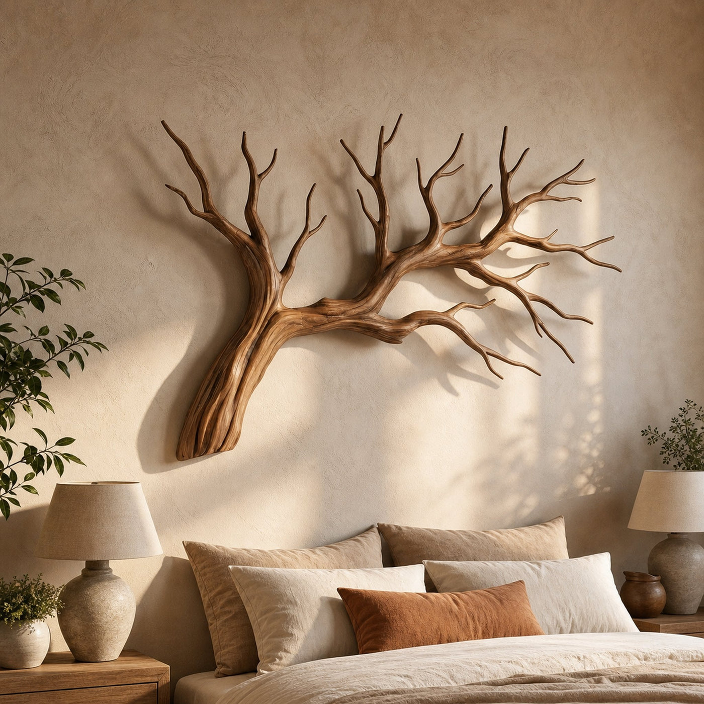 Organic Tree Branch Wooden Wall Decor For Bedroom Wall Art And Interior Decor