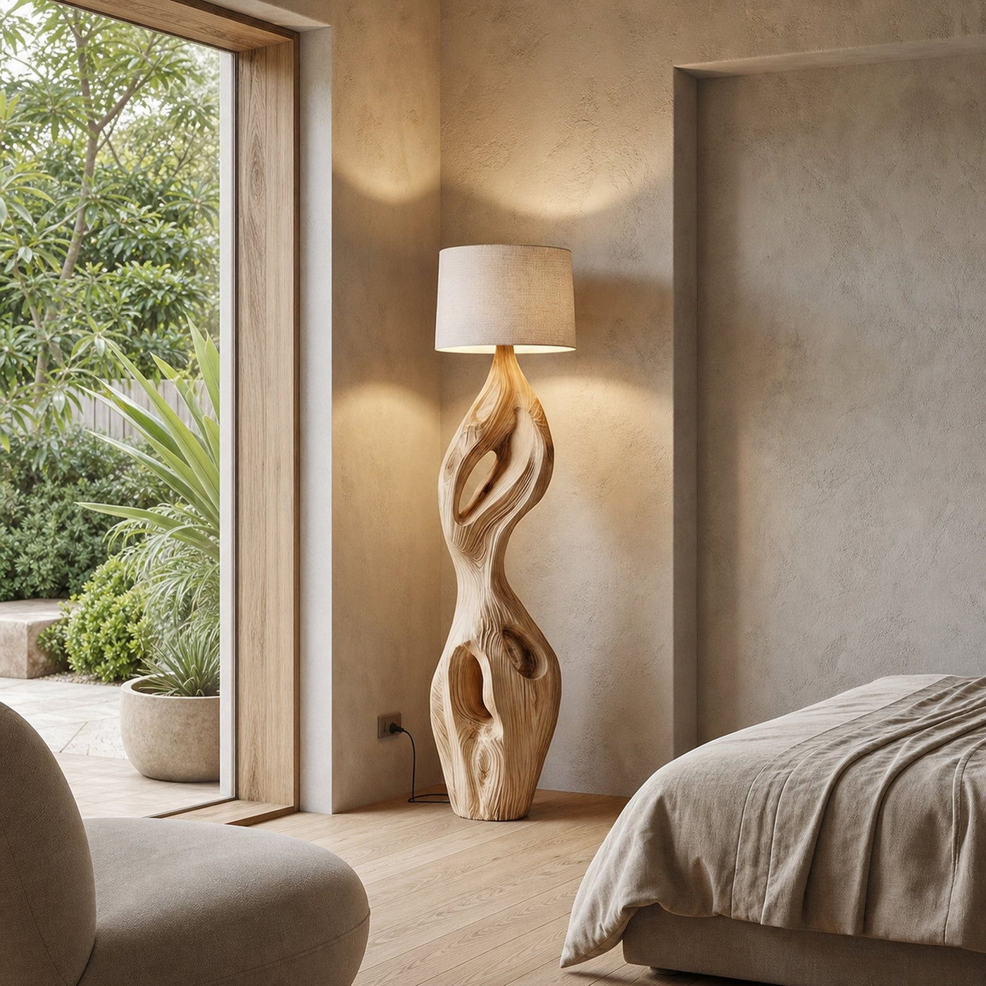 Organic Twisted Floor Lamp Sculptural Double Curve Design Living Room And Bedroom
