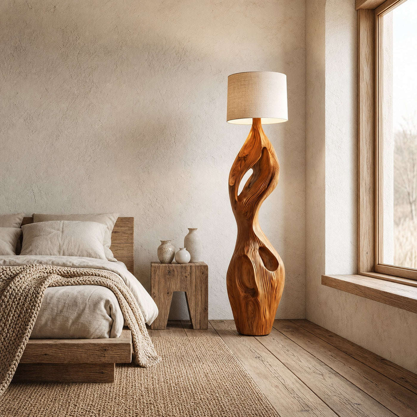 Organic Twisted Floor Lamp Sculptural Double Curve Design Living Room And Bedroom - product view 6
