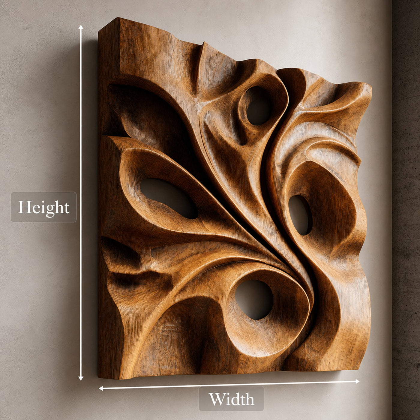 Organic Void Carved Solid Wood Wall Art Sculptural Interior Decor - product view 5