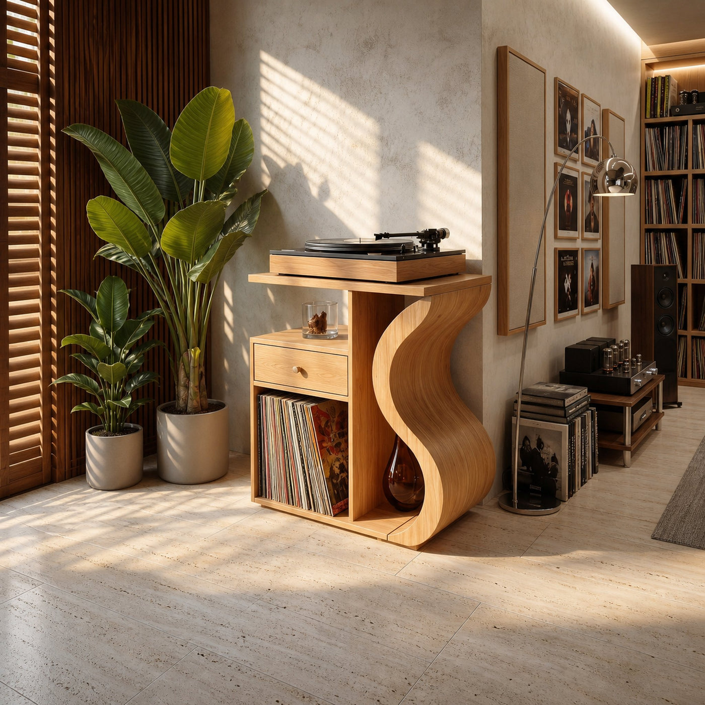 Organic Wave Vinyl Record Cabinet Boho Retreat - product view 5