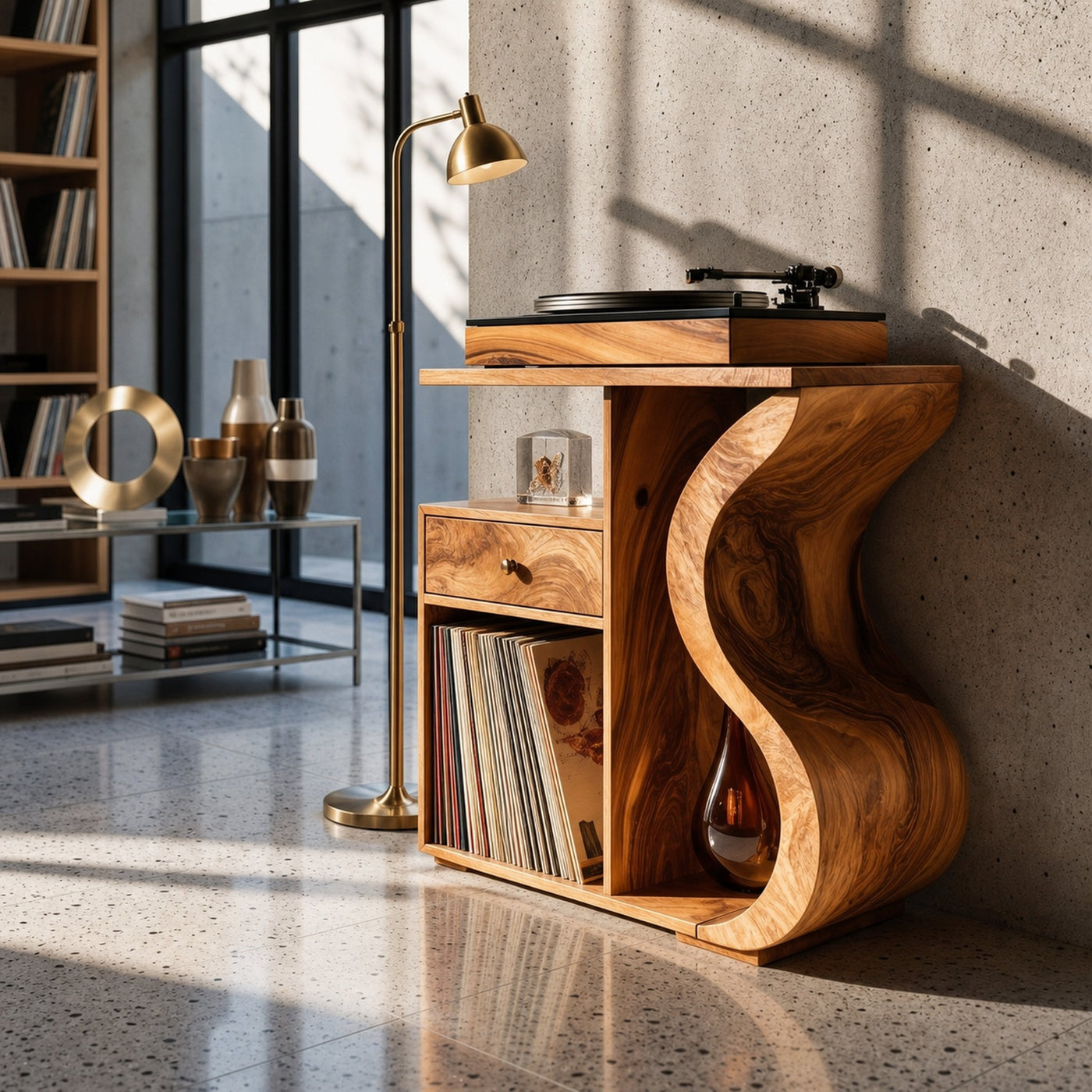 Organic Wave Vinyl Record Cabinet Boho Retreat - product view 6
