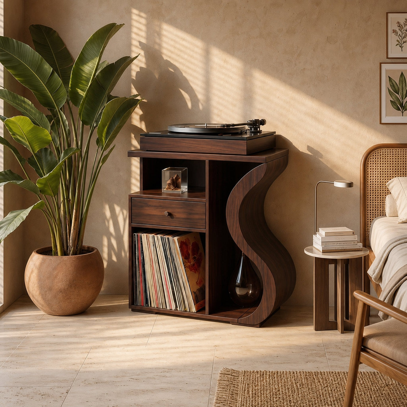 Organic Wave Vinyl Record Cabinet Boho Retreat - product view 7