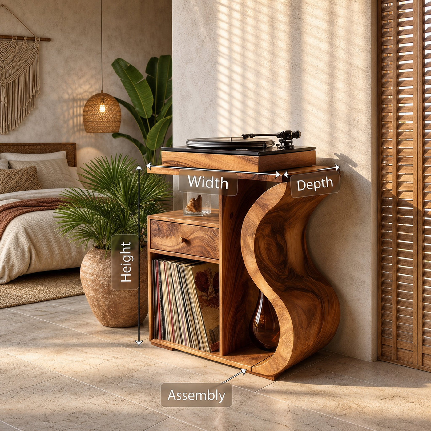 Organic Wave Vinyl Record Cabinet Boho Retreat - product view 8