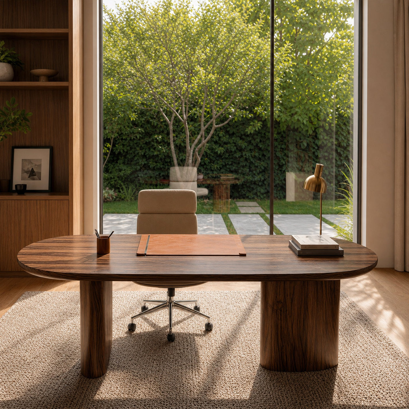 Organic Wooden Desk With Unique Sculptural Design For Living Room - product view 3