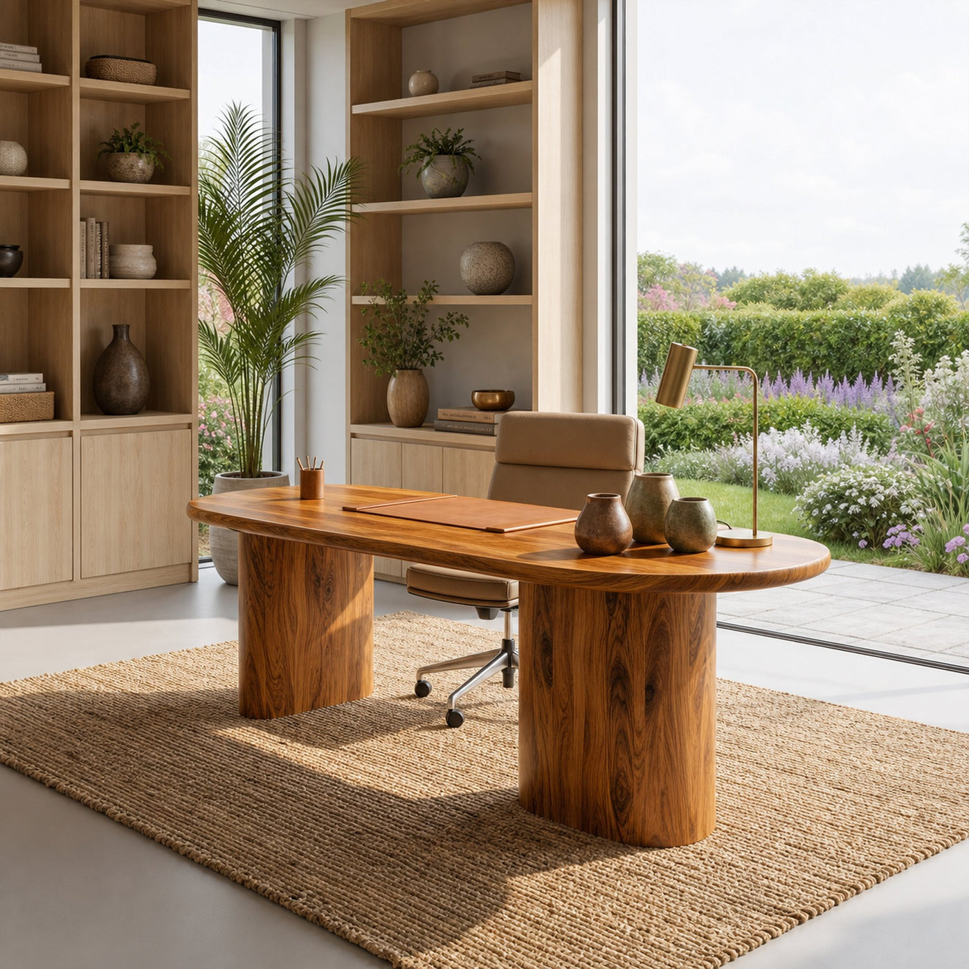 Organic Wooden Desk With Unique Sculptural Design For Living Room - product view 6