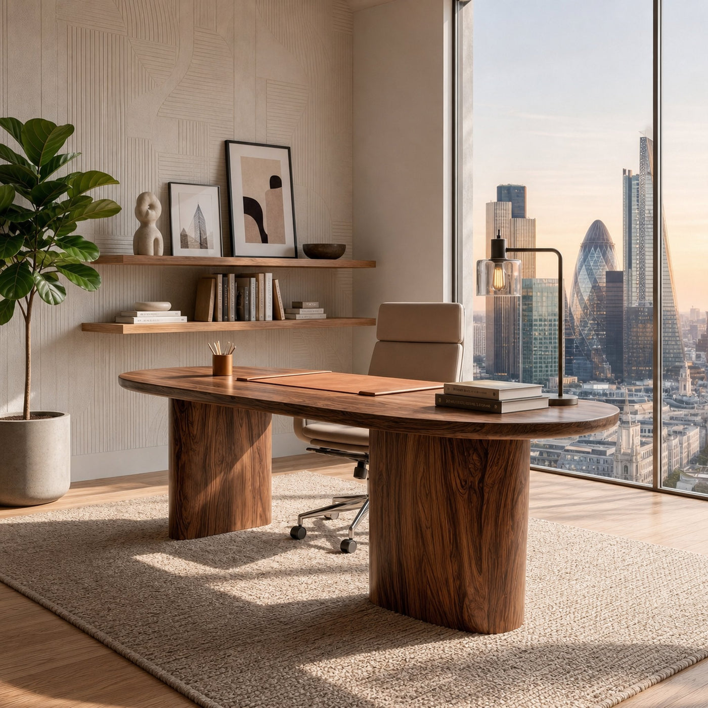 Organic Wooden Desk With Unique Sculptural Design For Living Room - product view 7