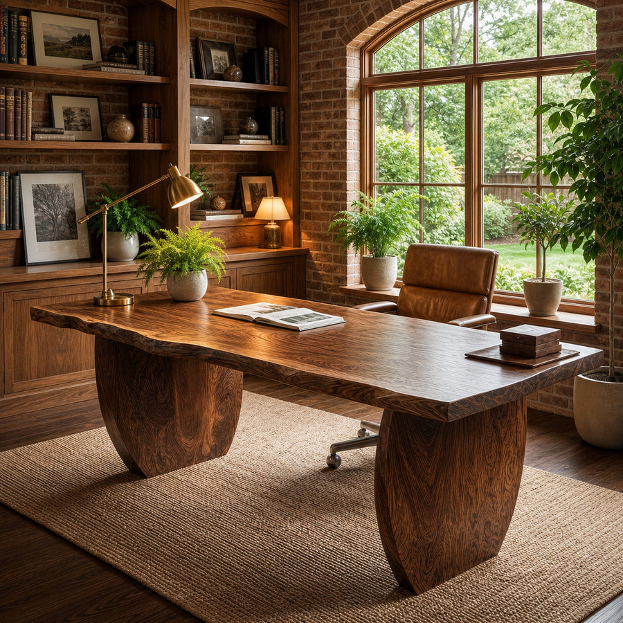 Organic Wooden Executive Desk For Home Office And Study Room