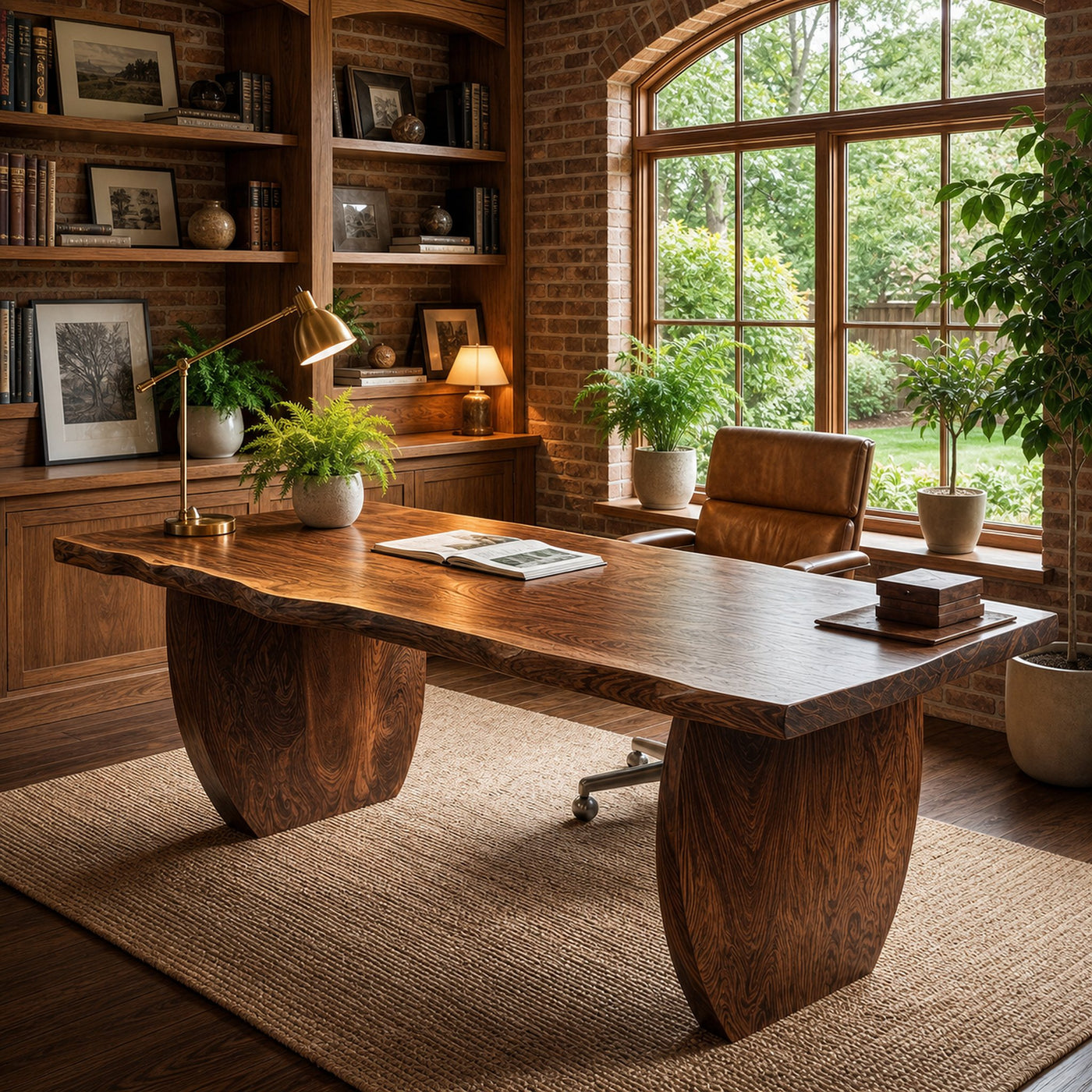 Organic Wooden Executive Desk For Home Office And Study Room