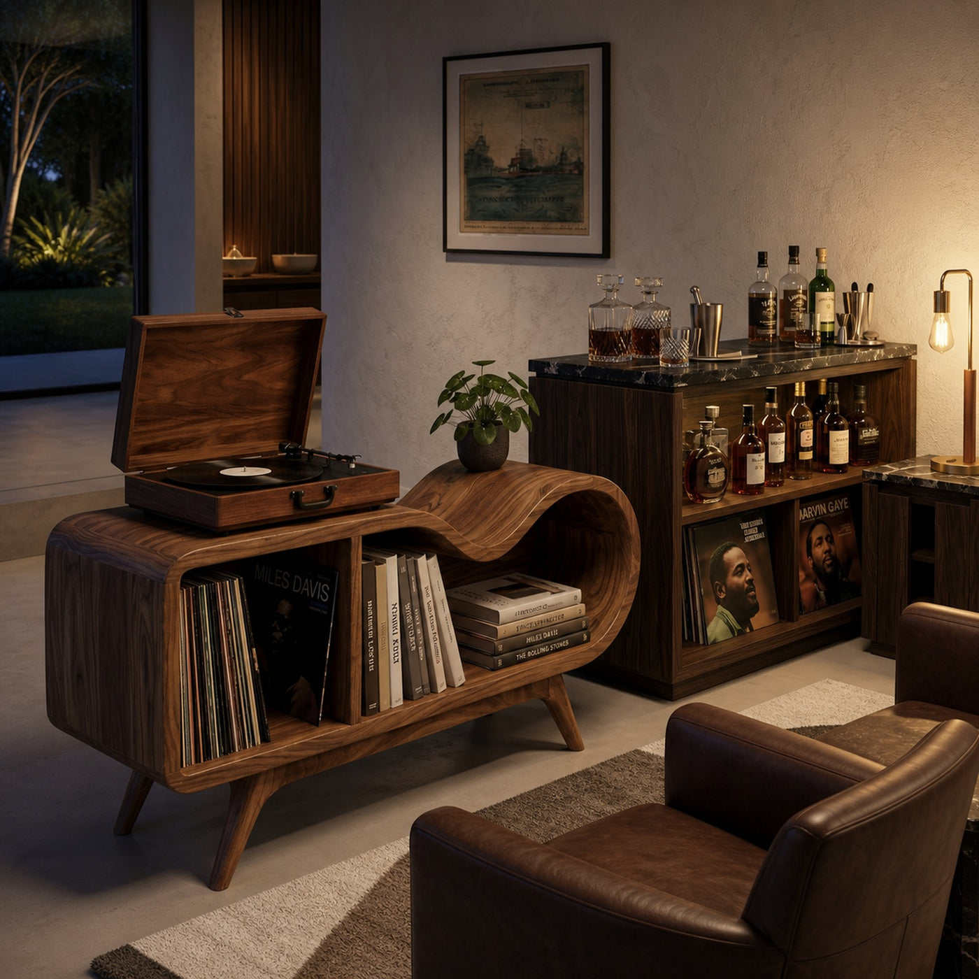 Organic Wooden Record Player Stand For Music Room - product view 2