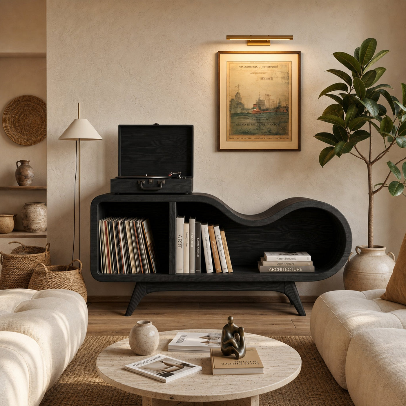 Organic Wooden Record Player Stand For Music Room - product view 4