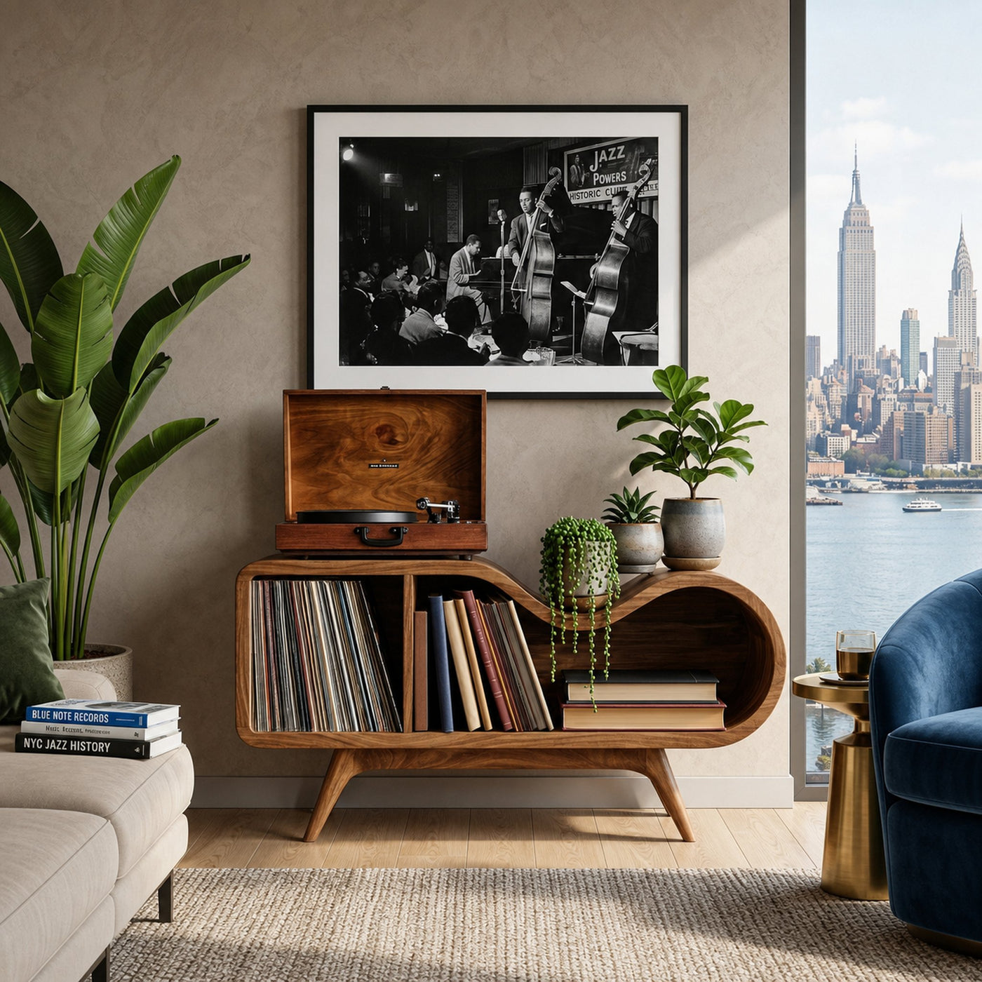 Organic Wooden Record Player Stand For Music Room - product view 6