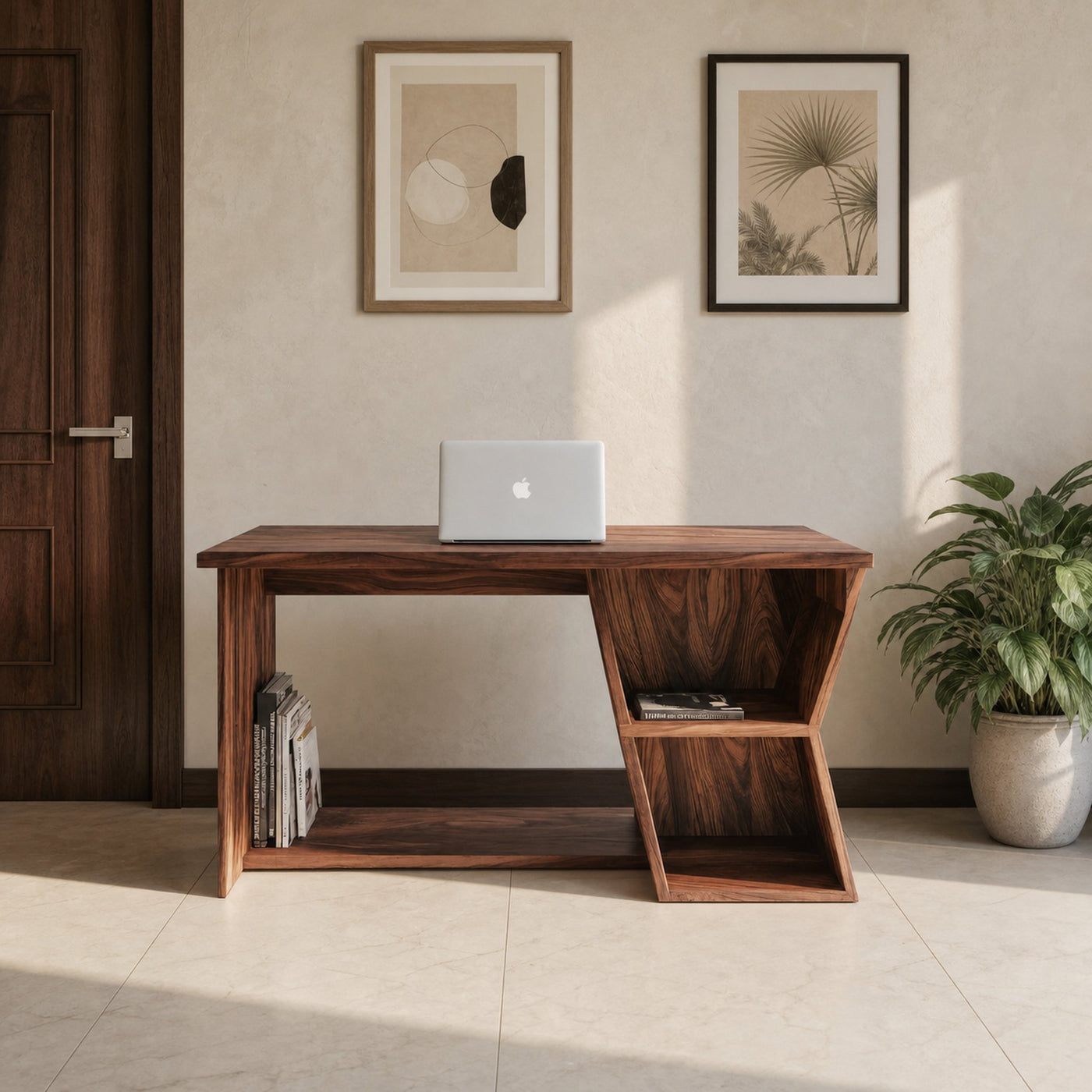 Organic Writing Desk With Geometric Design For Home Office