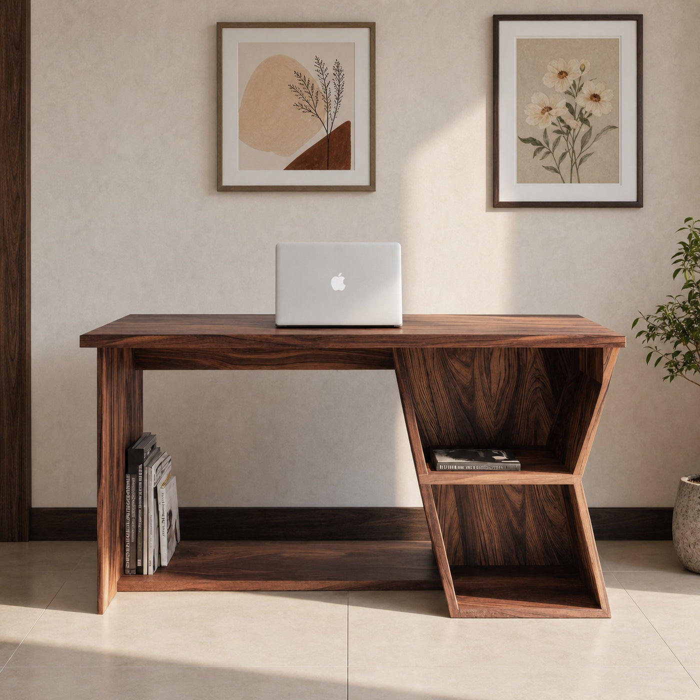 Organic Writing Desk With Geometric Design For Home Office - product view 4