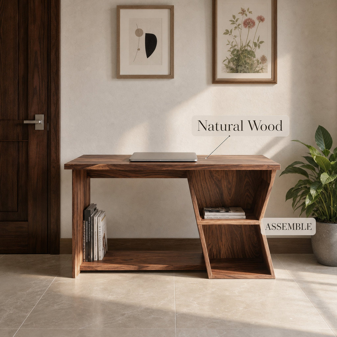 Organic Writing Desk With Geometric Design For Home Office - product view 5