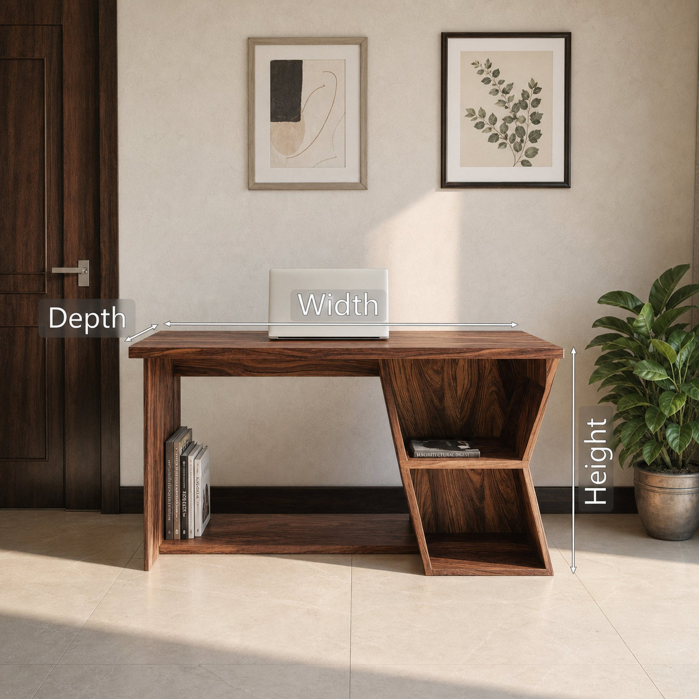 Organic Writing Desk With Geometric Design For Home Office - product view 6