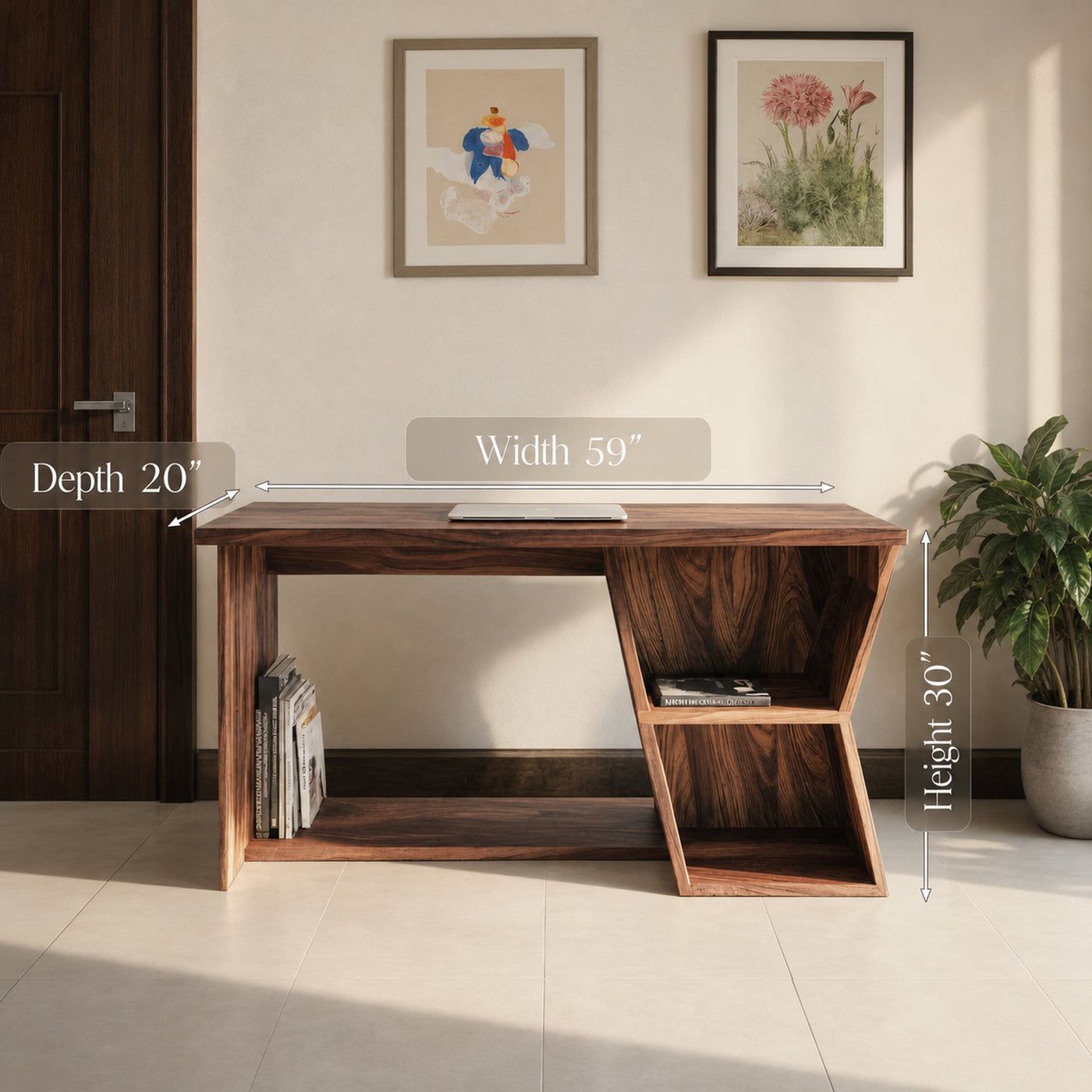 Organic Writing Desk With Geometric Design For Home Office - product view 7