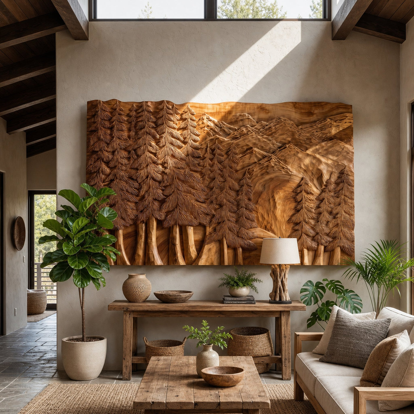 Patriotic Round Eagle Wood Wall Art Rustic Home Interior Decor - product view 3