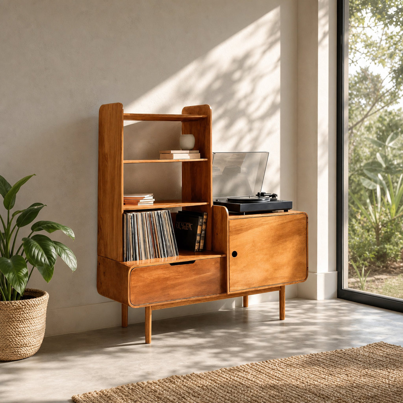 Retro-Inspired Vinyl Record Cabinet For Living Room Or Studio