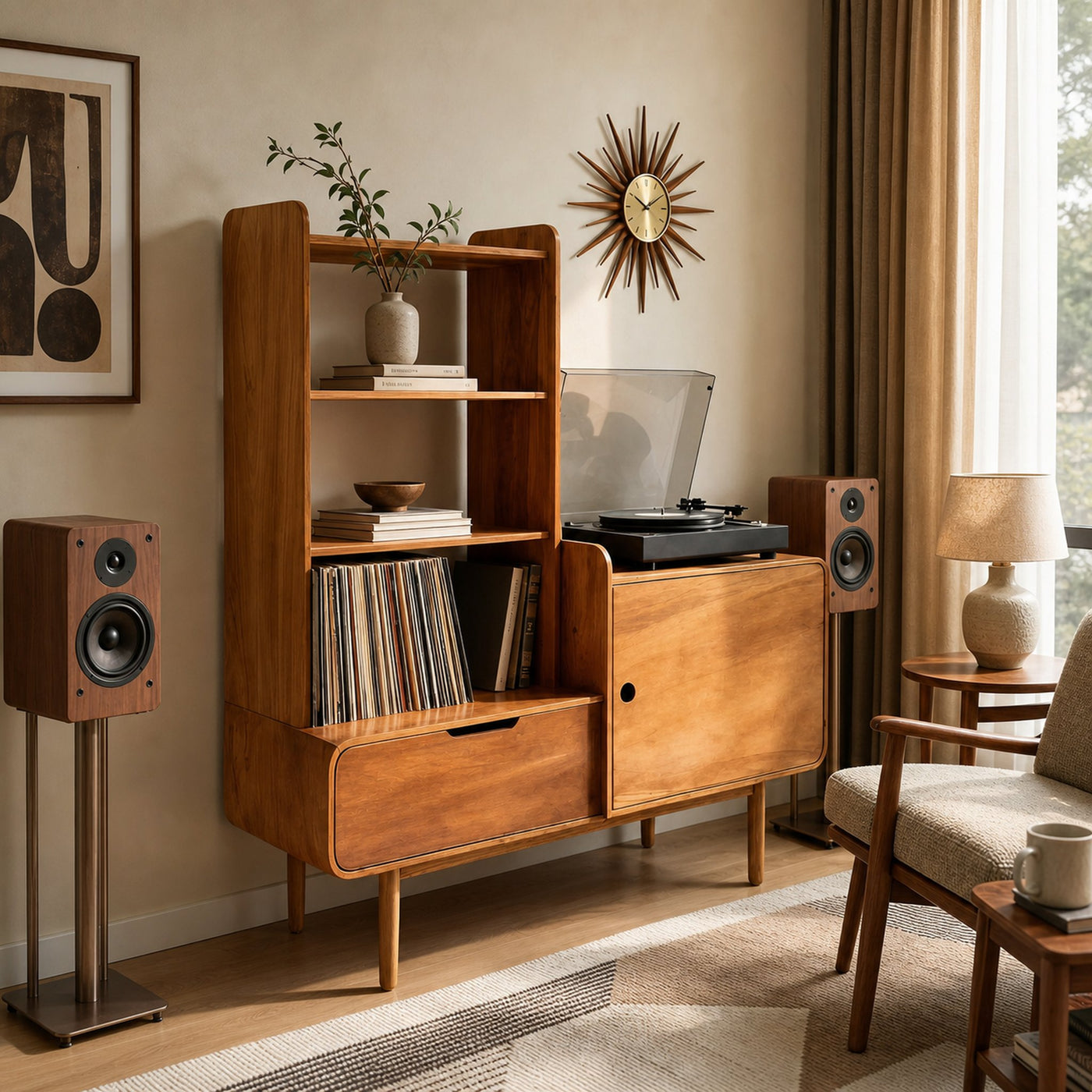 Retro-Inspired Vinyl Record Cabinet For Living Room Or Studio - product view 2