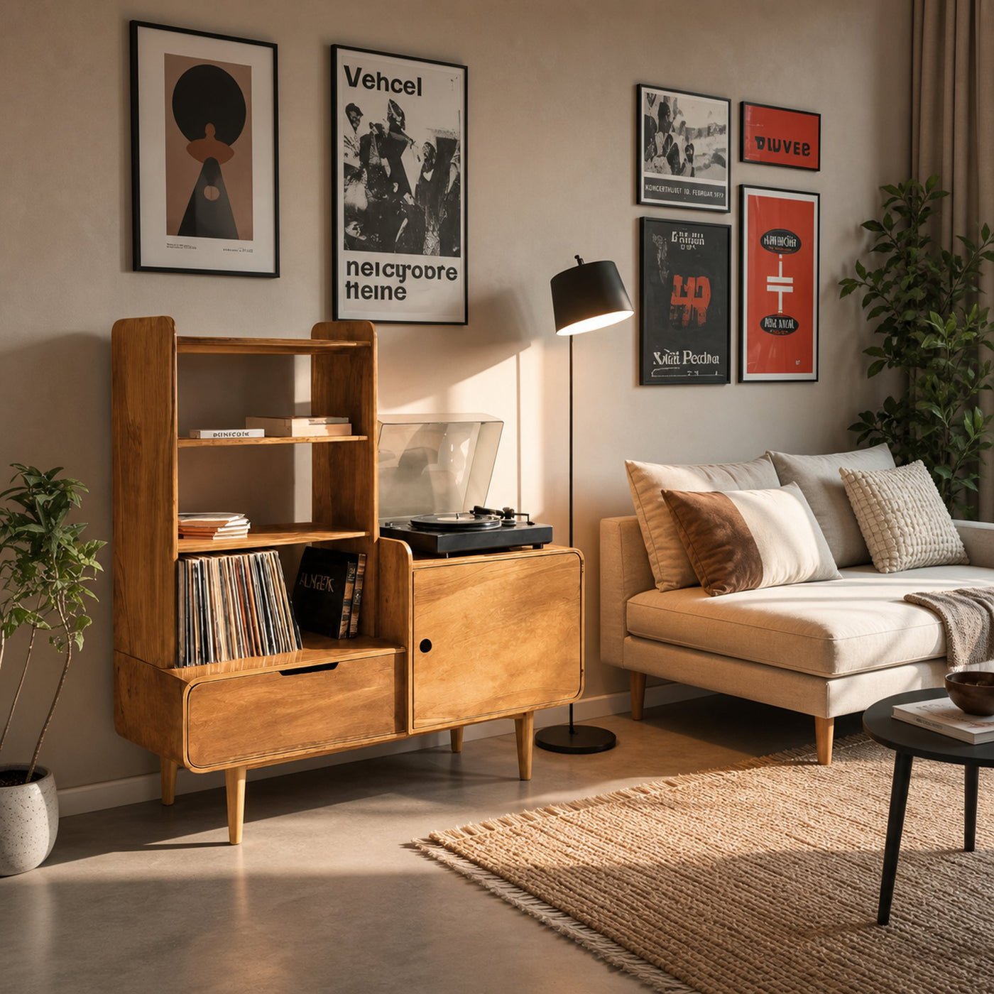 Retro-Inspired Vinyl Record Cabinet For Living Room Or Studio - product view 5