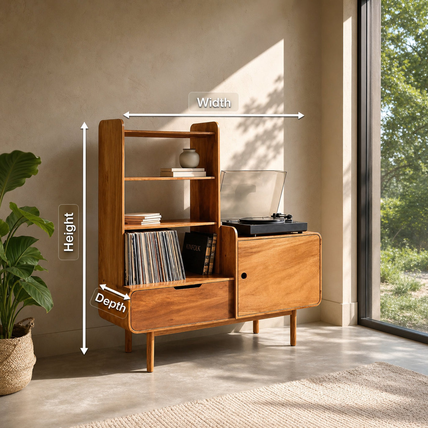 Retro-Inspired Vinyl Record Cabinet For Living Room Or Studio - product view 8