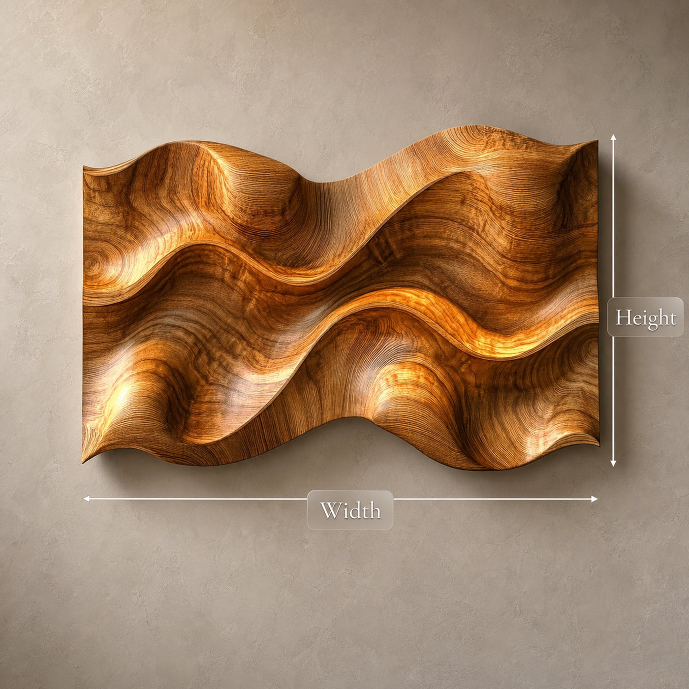 Ripple Grain Solid Wood Wall Art Organic Modern Interior Decor - product view 5