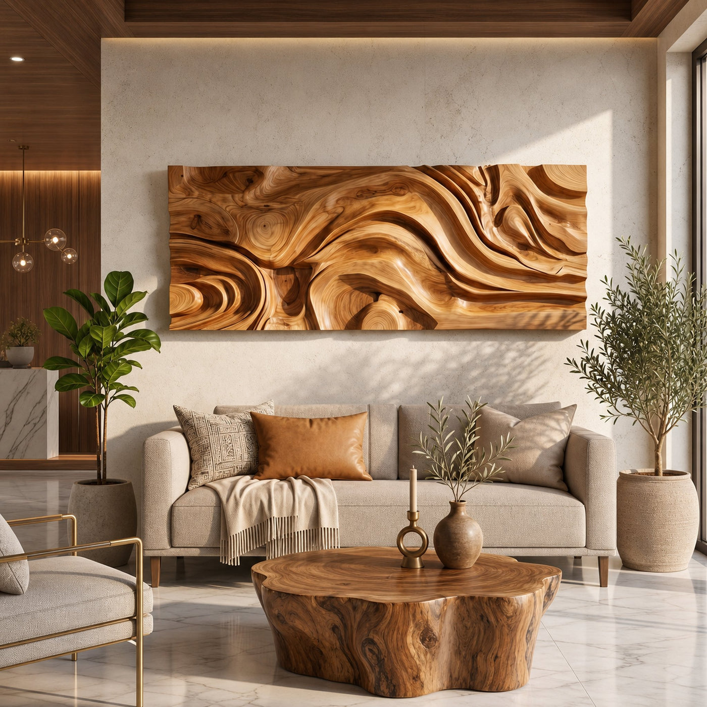Round Floral Wall Art With Carved Texture For Entryway - product view 3