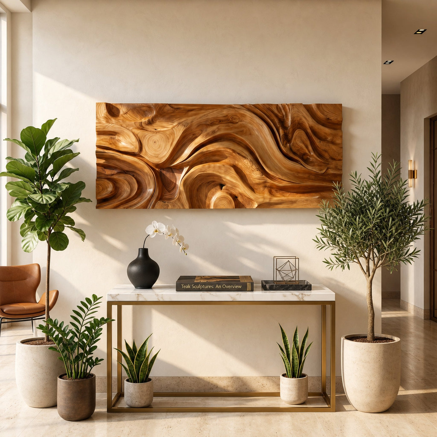 Round Floral Wall Art With Carved Texture For Entryway - product view 4
