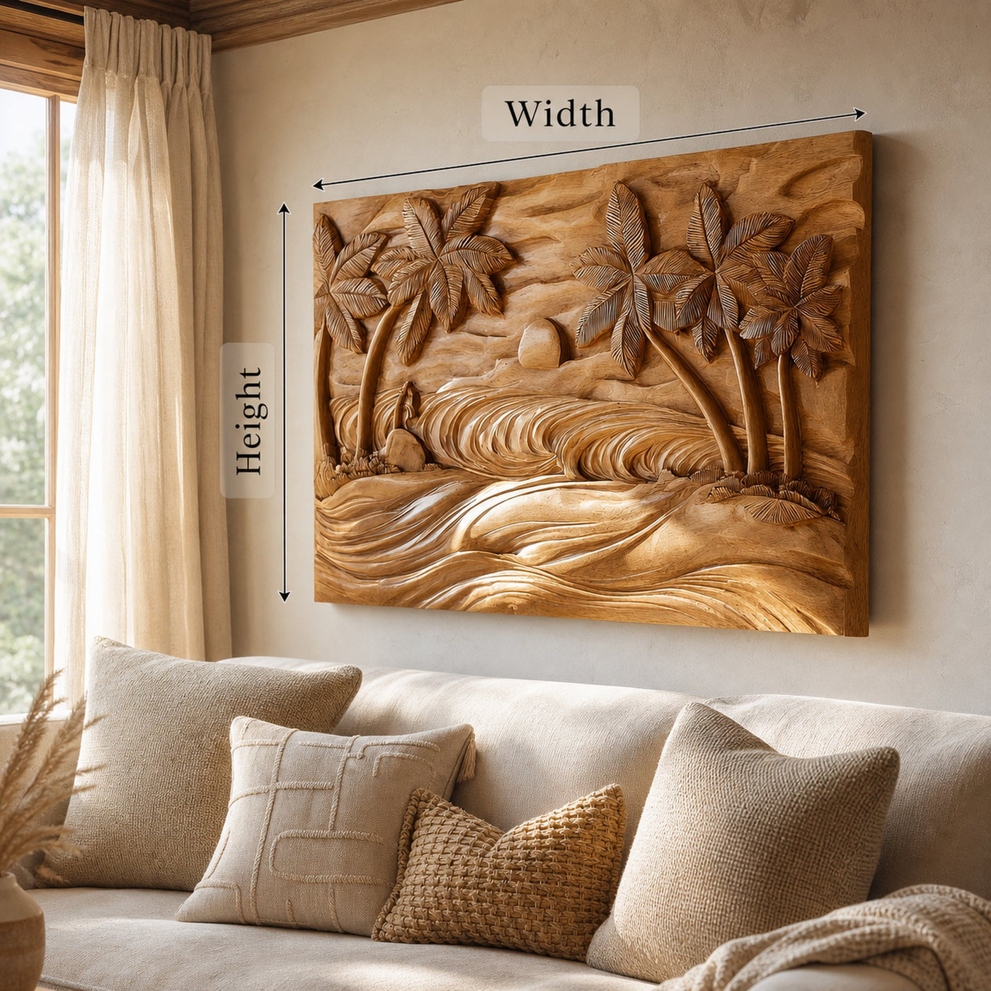 Round Ocean Wave Wood Wall Art For Luxury Coastal Interiors - product view 5