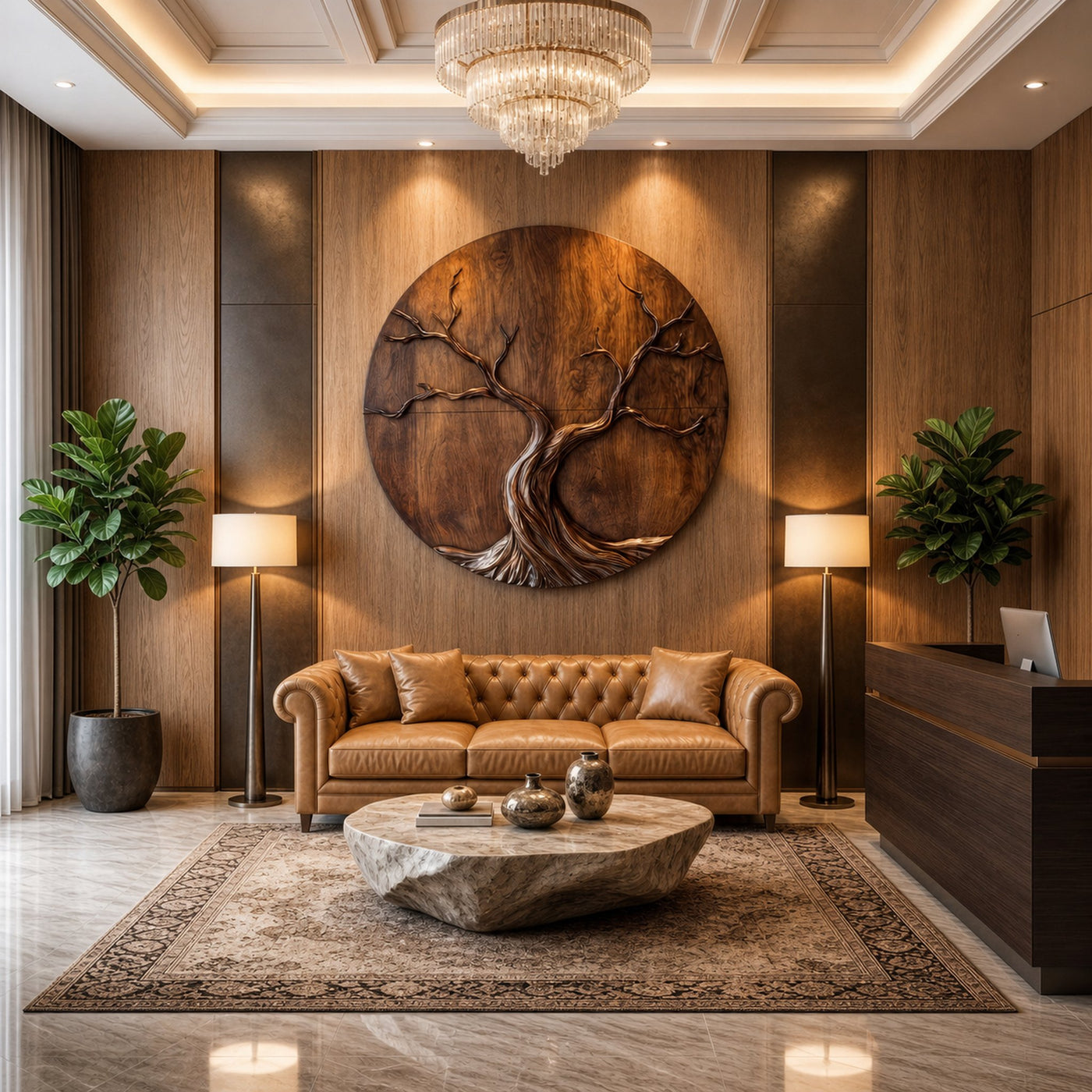 Round Tree Wall Decor For Living Room Sculptural Wood Artwork
